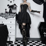 Lubintang New WY23108 Autumn Dress Is Dark, Stylish, Sexy, Slim And Slim, And Goth Wears The Waist, Wears The Chest, Drags The Skirt.