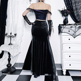 Lubintang Autumn Fashion Sexy Hot Girl Long Dress Dark Gothic Temperament Slim Buttocks Fishtail Skirt Woman