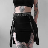 Lubintang Dark Wind Spring's New Double Zipper Bag Hip Fork Goth Design Tight Half Skirt Woman