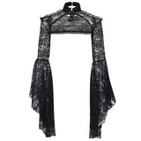 Lubintang Dark Wind New Horn Sleeve Collar Lace Splicing Open Shoulder Temperament Leisure All Kinds Of Jackets