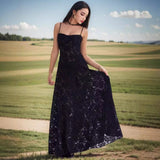 Lubintang Summer New Fashion Sexy Perspective Seaside Holiday Halter Skirt Broken Flower Dress