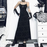 Lubintang Dark Wind Sexual Personality Cross Flocking Suspenders Dress 2024 New Slim Bag Hip Skirt