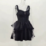 Lubintang Summer 2024 New Style Short Skirt Slim Temperament Pure Black Sling Pure Desire Dress Woman