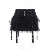 Lubintang Summer 2024 New Fashion Dark Kuroshio Hot Girls Sexy Slim Net Gauze Cake Skirt