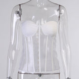 Lubintang Chest Cup Net Gauze Waist Bra Girl Spring Solid Color Stitching Tie To Put On The Chest