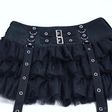 Lubintang Summer 2024 New Fashion Dark Kuroshio Hot Girls Sexy Slim Net Gauze Cake Skirt