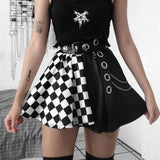 Lubintang Dark Girl Is A Hit Color Thousand Bird Plaid Spliced Skirt 2024 Spring Sexy High Waist Half