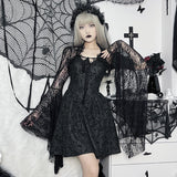 Lubintang Sexy Thin Cos Horn Sleeve Lace Cardigan Temperament Dark Jacket Girl