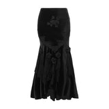 Lubintang Autumn Fashion Sexy Hot Girl Long Dress Dark Gothic Temperament Slim Buttocks Fishtail Skirt Woman