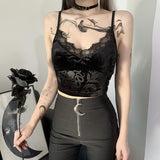 Lubintang 212005 Sexy Lace Sling Vest Feminine Slim Spicy Girl Navel Blouse