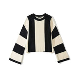 Lubintang And Winter New Women's Wear New Leisure Style Long-Sleeved Round-Neck Vertical Striped Casual Sweater