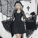 Lubintang Sexy Thin Cos Horn Sleeve Lace Cardigan Temperament Dark Jacket Girl