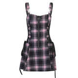 Lubintang Temperament Leisure Halter Dress Slim Show Thin Plaid Striped Zipper Design Sense Of Fashion Dress