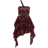 Lubintang Dark Dress Spring New Sweet Cool Plaid Spicy Girl Irregular Breast Dress