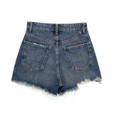 Lubintang Spring Style High-Waisted Denim Shorts Decorated With Holes 2569073