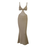 Lubintang Hollowed-Out Halter Dress Women's Dress Sexy Temperament And Elegant Slim Dress In Spring