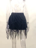 Lubintang Gothic Punk, Spider Web, Tassel, Half Skirt, Dark Wind, Short Skirt