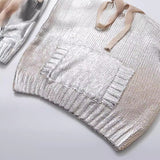 Lubintang New Metal Color Hooded Hooded Knitted Sweater 2893157