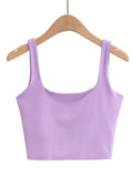 Lubintang Summer Women Sexy Sleeveless Tops Fashion Short Square Collar Tank Tops 6 Colors