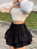 Lubintang Mall Goth Skirt Women Harajuku Y2k E-girl High Waist Bandage Mini Skirt Dark Gothic Punk Emo Alt Club Wear