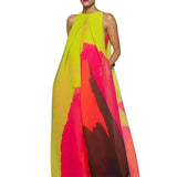 Lubintang 2024 New Summer Sleeveless Multi-Colored Round-Neck Vacation Beach Dress Loose Elegant Prom Party Maxi Dresses For Women