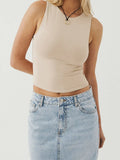 Lubintang Tight Bottomed Shirt With Round Neck Racerback Top