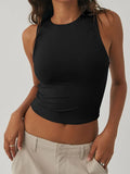 Lubintang Tight Bottomed Shirt With Round Neck Racerback Top