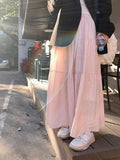 Lubintang Gentle Pink Ruched Skirt for Women 2024 Summer New Slim Waist A-line Dresses Y2k E-Girl Mid-length Loose Faldas Mujer