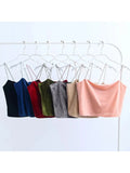 Lubintang Sexy Spaghetti Straps Tank Top Velvet Short Crop Top 7 Colors Sexy Boob Tube Top Bustier Brief Vest T-shirts Tee