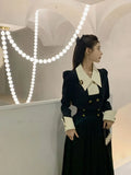 Lubintang New Elegant 2 Piece Sets Womens Vintage Black Blazer Skirts Suit Femme Outfits Autumn Korean Fashion y2k Clothes