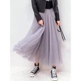 Lubintang Tulle Skirt Women Streetwear Elastic High Waist Mesh Pleated Skirts Summer Elegant Korean A Line Office Ladies Skirt New