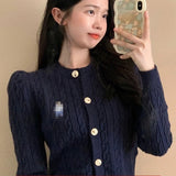 Lubintang 2024 Spring O Neck Sweater Slim Waist Tunic Sexy Solid Sweet Knitted Cardigan Chic Fashion Long Sleeve Women Jumpers