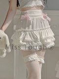 Lubintang Japanese White Lolita Cute Skirt Women Lace Bow Korean Kawaii Sweet Skirt High Waist Elegant Princess Fairy Skirts 2024