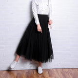 Lubintang Tulle Skirt Women Streetwear Elastic High Waist Mesh Pleated Skirts Summer Elegant Korean A Line Office Ladies Skirt New