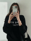 Lubintang Printed Sweatshirt Woman 2024 Autumn Winter Vintage Cotton Fleece Pullover Hoodie Punk High Street Black Sweatshirt Top