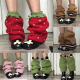 Lubintang Women Kawaii Knit Leg Warmers Contrast Color Cute Knee High Socks Aesthetic Boot Cuffs Cover for Streetwear Clothes Accessories