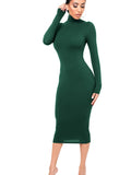 Lubintang Black Turtleneck Sexy Women Dress Autumn Long Sleeve Skinny Midi Boydcon Casual Blue Plush Knee-Length Party