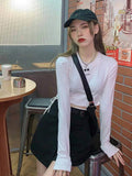 Lubintang Sleeve T-shirts Women Design Sexy Crop Ins Prevalent Bandage Tops Harajuku Ulzzang Street Spring Female Ropa Hot Skinny New