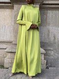 Lubintang 2024 New Solid Color High-Neck Elegant Evening Party Dress Spring Autumn Long Sleeve Maxi Dresses For Middle East Women