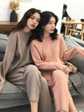 Lubintang Women Two Piece Knitted Sweater Sets Winter Tracksuit Spring Autumn Fashion CHIC Sweatshirts Outwear Pant Suit Female