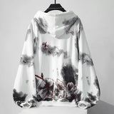 Lubintang Chic Fashion Women Gradient Sakura Floral Embroidery Hoodies Pullover Japanese Streetwear Casual Hooded Coat Top Mujer