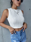 Lubintang Sleeveless Rib Knit Tank Top Women Summer Y2K High Street Style Koreanfashion Mock Neck Slim Fit Crop Top Streetwear 2024