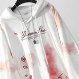 Lubintang Chic Fashion Women Gradient Sakura Floral Embroidery Hoodies Pullover Japanese Streetwear Casual Hooded Coat Top Mujer