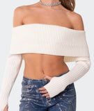 Lubintang Off Shoulder Sweaters Crop Tops for Women Y2K Tube Top Long Sleeve Backless Bodycon Fairycore Shirt Streetwear