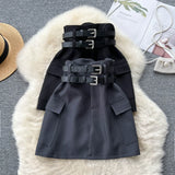 Lubintang Summer High Waist Double Belt 2024 Summer Mini Skirts Vintage All Match Pocket Patchwork Solid Harajuku Roupas Feminina