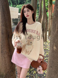 Lubintang Kawaii Knitted 2 Piece Set Women Casual Sweet Print Sweater + Plaid Skirt Suit Female Korean Fashion Vintage Cute Set New