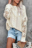 Lubintang INSPIRED Womens Long Sleeve Sweater women Crochet Hollow Out Lightweight Knit Pullover Jumper women Tops 2024