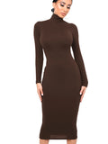 Lubintang Black Turtleneck Sexy Women Dress Autumn Long Sleeve Skinny Midi Boydcon Casual Blue Plush Knee-Length Party