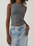 Lubintang Tight Bottomed Shirt With Round Neck Racerback Top