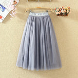 Lubintang Tulle Skirt Women Streetwear Elastic High Waist Mesh Pleated Skirts Summer Elegant Korean A Line Office Ladies Skirt New